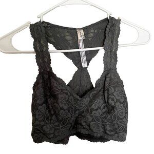 Intimately Free People gray lace bralette v-neck halter lingerie top floral